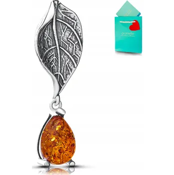 Přívěsek Přívěsek jantar stříbrný přívěsek s jantarem list 925