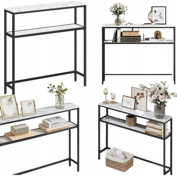 Konferenční stolek Konzolový Stolek Songmics bílá, mix povrchových úprav 100 x 80 x 20 cm