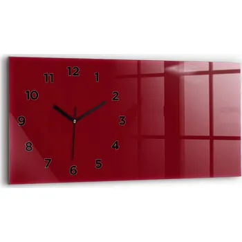 Hodiny Minimalistické skleněné nástěnné hodiny s grafikou, barva vínová, 60x30 cm