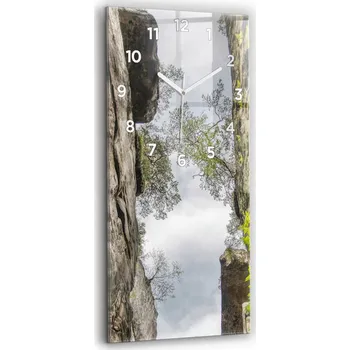 Hodiny Skleněné hodiny s tichým mechanismem, nástěnné, motiv Skalní město v Čechách, 30x60 cm