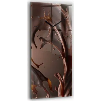 Hodiny Velké Nástěnné Hodiny Skleněné Tiché do Ložnice Vertikální Vlny kakao 30x60