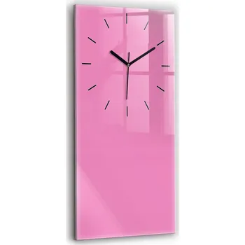 Hodiny Skleněné nástěnné hodiny s tichým chodem do kuchyně, růžové, 30x60 cm
