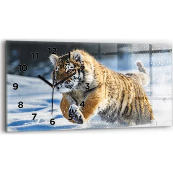 Hodiny Nástěnné skleněné hodiny se stylovým potiskem Odvážný krok vpřed 60x30 cm