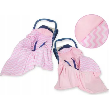 Zavinovačka Oboustranná deka do autosedačky - Chevron růžová