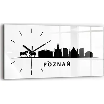 Hodiny Skleněné horizontální nástěnné hodiny S Potiskem Poznaň panorama grafika 60x30 cm