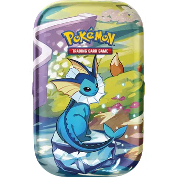 Karetní hra Pokémon TCG Scarlet & Violet Prismatic Evolutions Mini Tin - Vaporeon V BALENÍ 2 X BOOSTER (BALÍČEK)