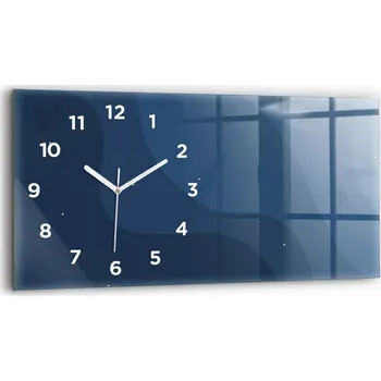 Hodiny Minimalistické skleněné nástěnné hodiny S Potiskem Modré vlny 60x30 cm