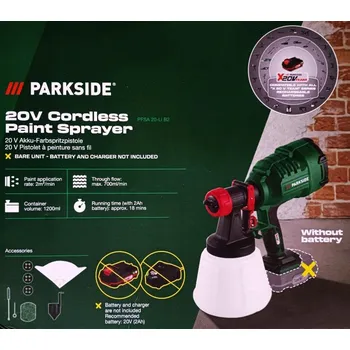 Stříkací pistole PARKSIDE Aku stříkací malířská pistole PFSA 20-Li B2