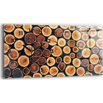 Hodiny Horizontální Skleněné Foto Hodiny Nástěnné Do Moderního Interiéru Dřevo 60x30 cm