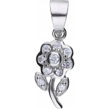 Přívěsek Květina se Zirkony Stříbrný Rhodiovaný Přívěsek Kytička Přívěsek na Řetízek