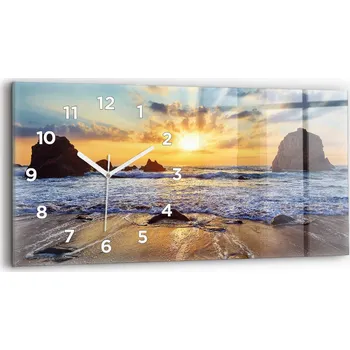 Hodiny Dekorativní nástěnné hodiny s krásnou grafikou 60 cm x 30 cm Západ slunce na pláži