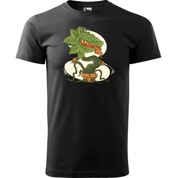 Sablio Tričko s potiskem Hladová masožravka - černé 5XL