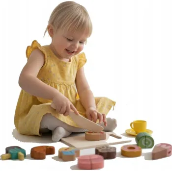 Dřevěná hračka Dřevěné zmrzliny a dezerty na suchý zip k řezání a krájení, 11 dílů. YY-3362