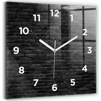 Hodiny Skleněné hodiny s motivem, ozdobné nástěnné, šedé, 30x30 cm