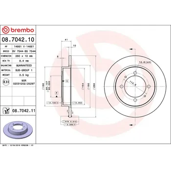 Brzdový kotouč Brzdový kotouč BREMBO 08.7042.10