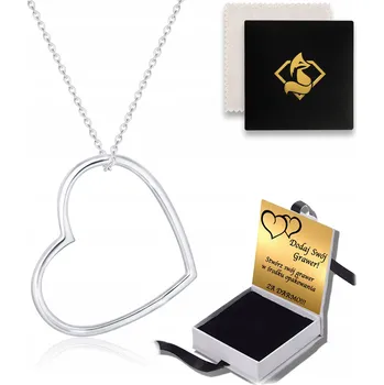 Náhrdelník Dámský Náhrdelník STŘÍBRO 925 Řetízek Srdce Celebrita Gravírování DÁREK 55 CM