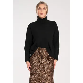 Dámské oblečení Rolákový svetr s dlouhým rukávem M1101 Barva: Černá, Velikost: S/M