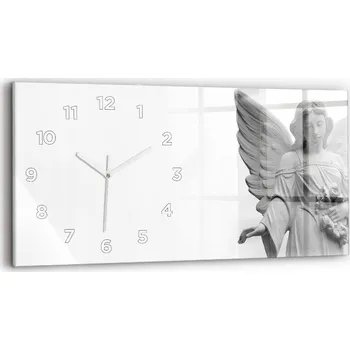 Hodiny Moderní skleněné nástěnné hodiny 60 cm x 30 cm - Anděl se křídly