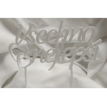 Party dekorace Všechno nejlepší č.2- plastový zápich - Červená