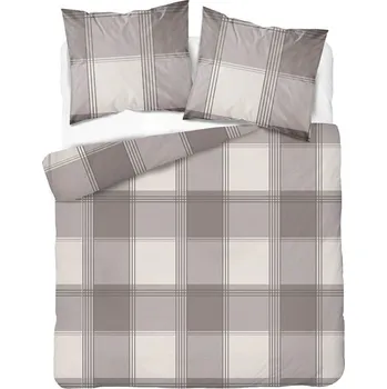 Povlečení Povlečení flanel 160x200 kostka káro geometrické béžové silné 160 g