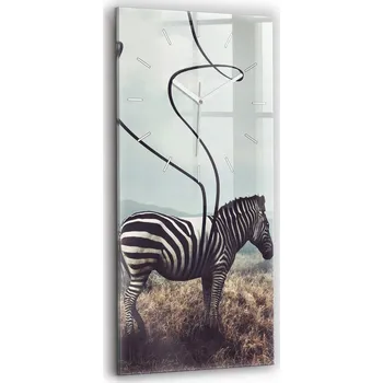 Hodiny Minimalistické skleněné nástěnné hodiny se vzorem Zebra – Abstrakce 30x60 cm