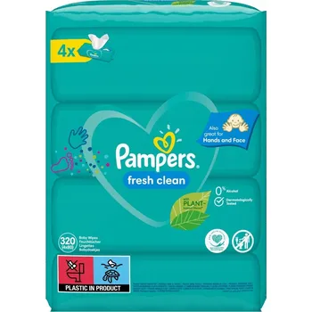 Dětská kosmetika Pampers Fresh Clean vlhčené ubrousky 4 x 80 ks