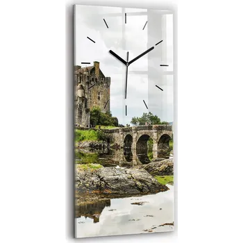 Hodiny Skleněné hodiny tiché klasické nástěnné Zámek Eilean Donan Skotsko 30x60