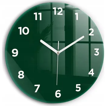 Hodiny Moderní skleněné nástěnné hodiny s potiskem Barva lahvově zeleň průměr 30 cm