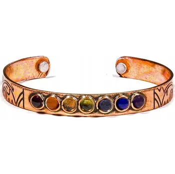 Náramek Měděný náramek se 7 čakrovými minerály - magnetický