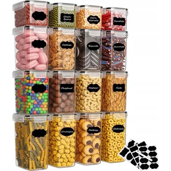 Dóza na potraviny 1 SADA 6 KS VZDUCHOTĚSNÝCH NÁDOBY NA SKLADOVÁNÍ POTRAVIN + SAMOLEPKY