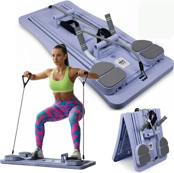 podložka na cvičení REFORMNÍ PODLOŽKA NA PILATES JÓGU MULTIFUNKČNÍ SE SKLÁDACÍM MECHANISMEM A POČÍTADLEM, FIALOVÁ