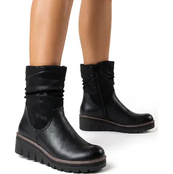 Dámské kozačky ZATEPLENÉ kozačky módní kotníkové boty stabilní na klínku SUWAK Wojtyłko 39