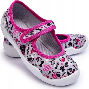 Dívčí bačkory BALERÍNKY - PAPUČE BEFADO 114X521 ŠEDO-RŮŽOVÉ VEL. 25