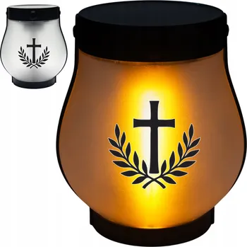 Smuteční dekorace HŘBITOVNÍ SVÍČKA LED LAMPION NA HROB, SOŠKA NA HŘBITOV, KŘÍŽ - NOVINKA
