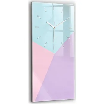 Hodiny Skleněné hodiny moderní velké nástěnné s grafikou tiché pastelový vzor 30x60