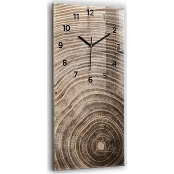 Hodiny Skleněné nástěnné hodiny do kanceláře se stylovým potiskem Kmen stromu 30x60 cm