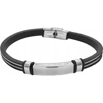 Náramek Ocelový náramek s koženým páskem +