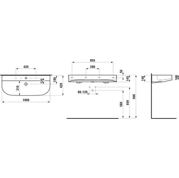 LAUFEN SONAR - umyvadlo (H810347) Barva: Bílá mat, Provedení: 1 otvor pro baterii, středový