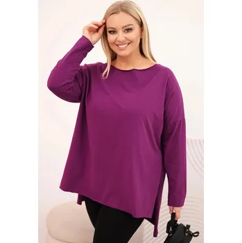Dámská halenka Dámská blůza Plus Size asymetrická s dlouhým rukávem tmavě fialová UNI