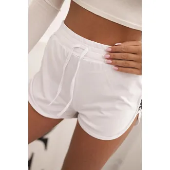 Dámské kalhoty Dámské bavlněné šortky s elastickým pasem a sportovním lemem bílá UNI