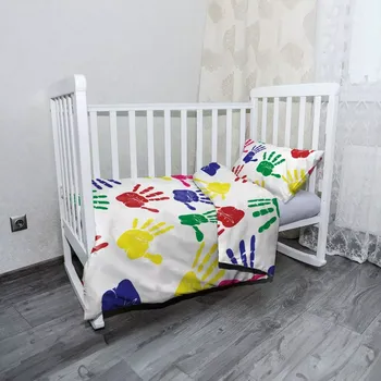 Povlečení Sablio Mikroplyšové dětské povlečení do postýlky Barevné otisky - 120x90 / 40x60