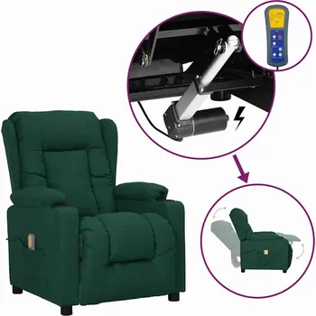 Křeslo vidaXL Zvedací masážní křeslo textil [3093442] Barva: Tmavě zelená