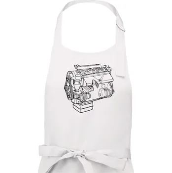 Kuchyňská zástěra Motor T912 V3S - Dámská zástěra na vaření - Univerzální velikost ( Bílá )
