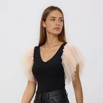 Reserved - Body s&nbsp;dekorativními rukávy - vícebarevná - 581GA-MLC - 581GA-MLC-L