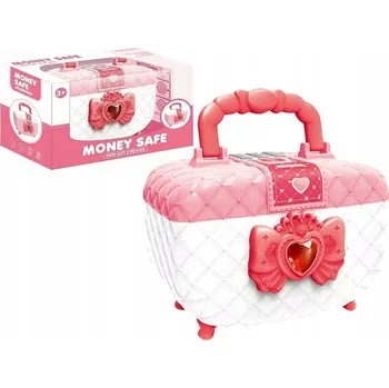 Pokladnička POKLADNIČKA SEJF KUFŘÍK KOSMETICKÝ KUFŘÍK PRO DÍVKU INTERAKTIVNÍ RŮŽOVÁ