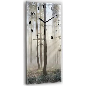 Hodiny Skleněné hodiny Klasické nástěnné Tiché ručičky Kuchyně Les v mlze 30x60