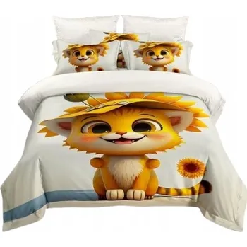 Povlečení Povlečení - Zrzavá kočka v klobouku - 140x200 - 3 dílné