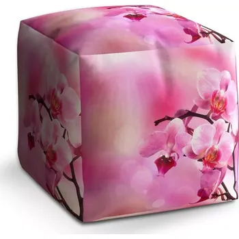Taburet Sablio Taburet Cube Květy orchideje: 40x40x40 cm