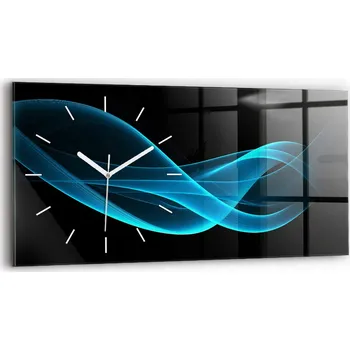 Hodiny Ozdobné nástěnné hodiny s krásnou grafikou, rozměr 60x30 cm – Modrá abstrakce