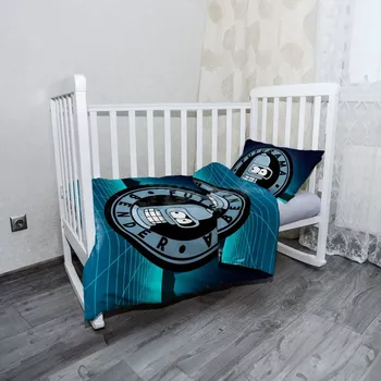 Povlečení Sablio Mikroplyšové dětské povlečení do postýlky Futurama Bender Čtvrtá dimenze - 120x90 / 40x60